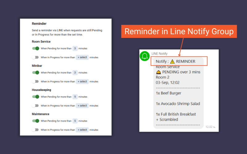 line reminder settings